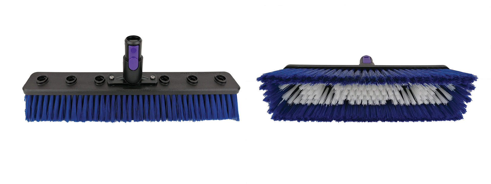 Water fed window cleaning pole brush heads